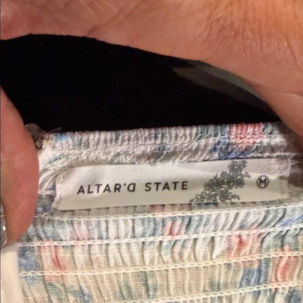 ALTARD STATE WHITE FLORAL BABY DOLL Puff Sleeve Dress MD - Picture 11 of 13